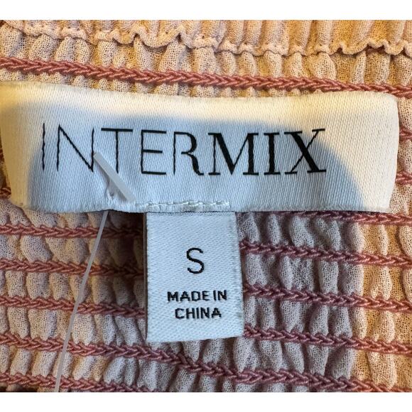 INTERMIX Silk Penelope Paisley Off-The-Shoulder smocked long sleeve Top small - Picture 6 of 13